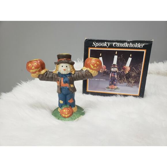 Vintage Scarecrow Halloween Spooky Candolier‎ Candle Holder Decor Retro Pumpkin - Picture 1 of 9